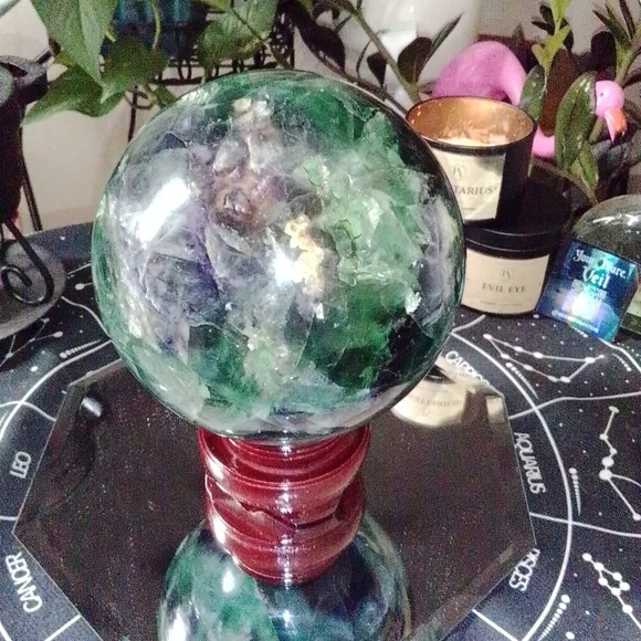 7.1 LB HUGE Druzy Statement Fluorite Crystal Ball Sphere Mineral & Many Rainbows - Picture 5 of 13